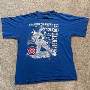 Vintage 1998 Sammy Sosa Chicago Cubs T-Shirt Sport Attack XL Blue Single Stitch